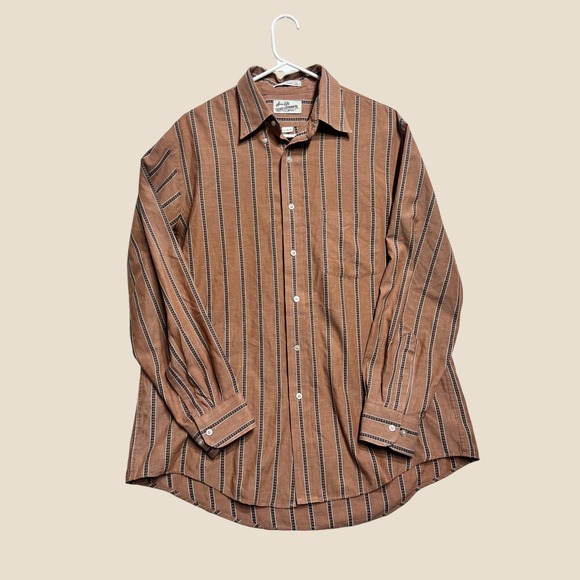 Sears Roebuck and Co Other - Vintage 80s Sears Roebuck Brown Striped Button Down Shirt Mens 16.5 34/35 USA